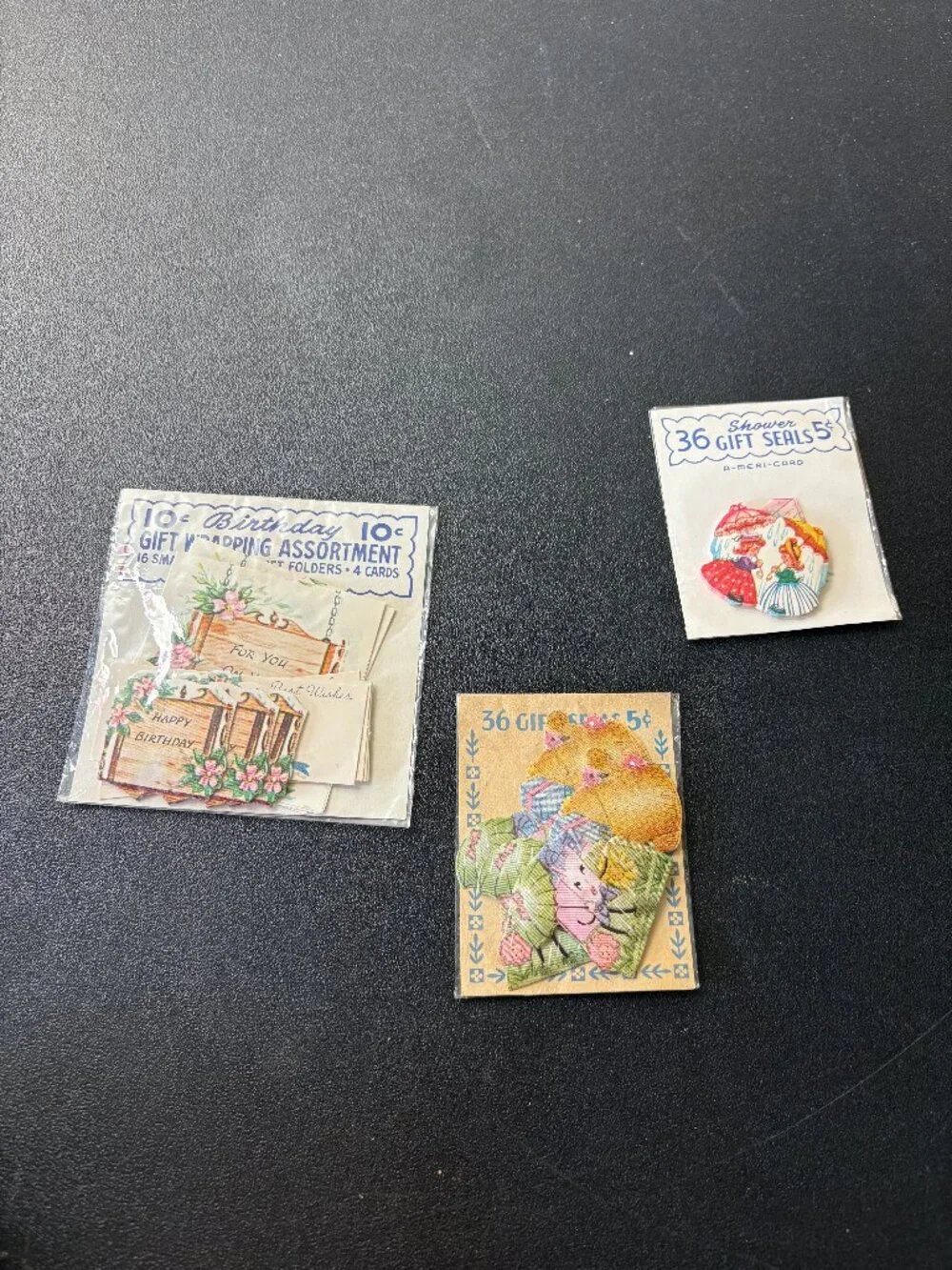 3 Unopened Vintage Gift Seals. Mid Century Ephemera
